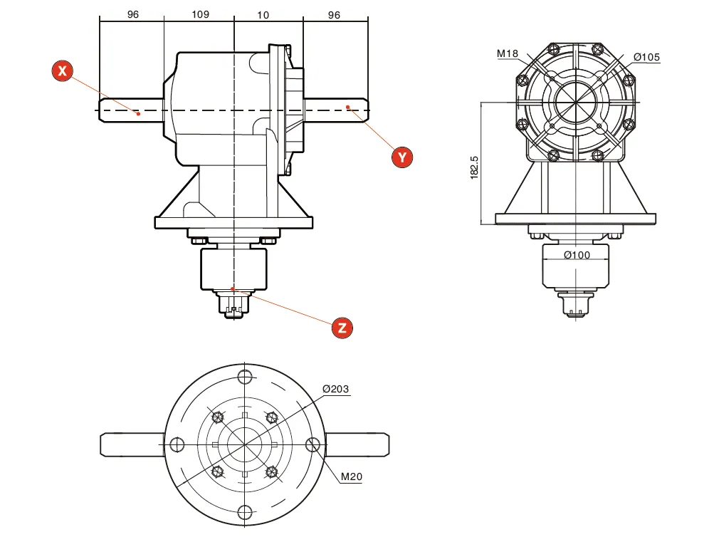 V-61 Rotary Cutter Gearbox Dimension