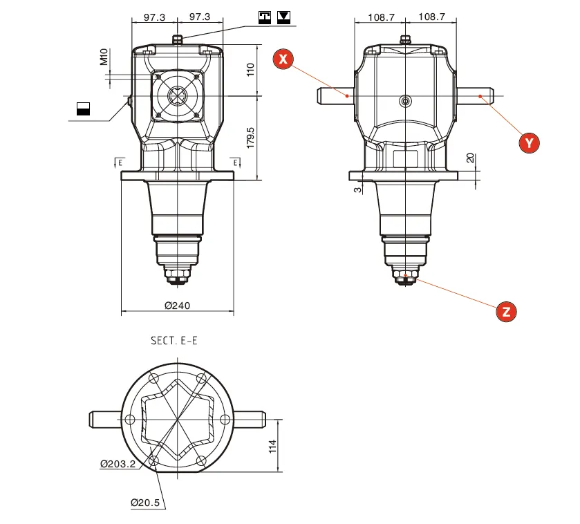 V-65 Rotary Cutter Gearbox Dimension
