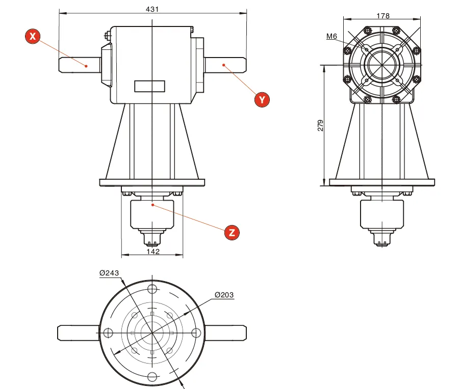 V-81 Rotary Cutter Gearbox Dimension